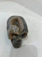 Mystery Mix Constellation Agate Skull with Druzy Crown – Celestial Crystal for Tarot & Intuitive Wisdom
