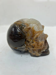 Mystery Mix Constellation Agate Skull with Natural Druzy – Hand-Carved Celestial Crystal for Tarot, Meditation & Intuitive Energy