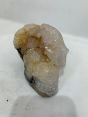 Mystery Mix Constellation Agate Skull with Natural Druzy Crown – Hand-Carved Celestial Crystal for Tarot & Intuitive Energy