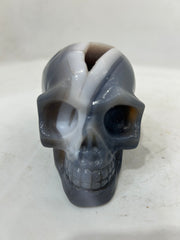 Mystery Mix Constellation Agate Skull – Hand-Carved Celestial Crystal Skull for Tarot, Intuition & Cosmic Energy