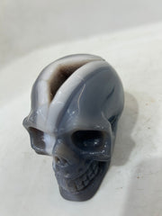 Mystery Mix Constellation Agate Skull – Hand-Carved Celestial Crystal Skull for Tarot, Intuition & Cosmic Energy