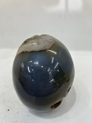 Mystery Mix Constellation Agate Skull with Druzy Crown – Hand-Carved Celestial Crystal for Tarot, Intuition & Cosmic Energy