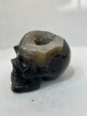 Mystery Mix Constellation Druzy Agate Skull – Hand-Carved Celestial Crystal for Tarot, Intuition & Cosmic Wisdom