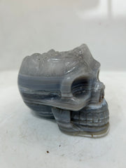 Mystery Mix Constellation Druzy Agate Skull – Hand-Carved Celestial Crystal for Tarot, Intuition & Cosmic Energy