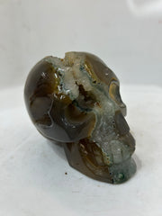 Mystery Mix Constellation Druzy Agate Skull – Hand-Carved Celestial Crystal Skull for Tarot & Spiritual Insight