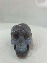 Mystery Mix Constellation Agate Skull – Hand-Carved Celestial Crystal for Tarot, Intuition & Cosmic Energy