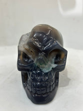 Mystery Mix Constellation Druzy Agate Skull – Celestial Hand-Carved Crystal for Tarot, Intuition & Cosmic Energy