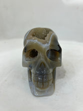 Mystery Mix Constellation Druzy Agate Skull – Hand-Carved Celestial Crystal for Tarot & Spiritual Intuition