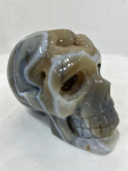 Mystery Mix Constellation Druzy Agate Skull – Hand-Carved Celestial Crystal for Tarot & Spiritual Intuition