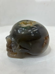 Mystery Mix Constellation Agate Skull – Hand-Carved Celestial Crystal for Tarot & Intuitive Energy