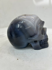 Mystery Mix Constellation Agate Skull with Druzy Portal – Hand-Carved Celestial Crystal for Tarot & Intuition