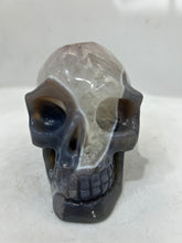 Natural Agate Geode Crystal Skull Carving | Unique Handcrafted Gemstone Decor