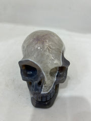 Natural Agate Geode Crystal Skull Carving | Unique Handcrafted Gemstone Decor