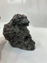 Handcrafted Flame Stone Skull with Dragon Sculpture - Unique Gothic Artwork