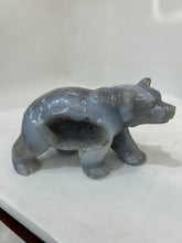 Natural Agate Bear Figurine with Geode Detail - Unique Stone Sculpture