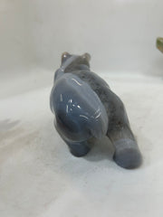 Natural Agate Bear Figurine with Geode Detail - Unique Stone Sculpture