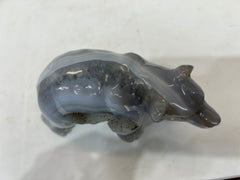 Natural Agate Bear Figurine with Geode Detail - Unique Stone Sculpture