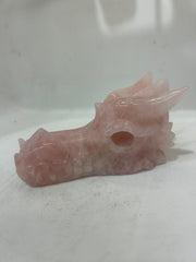 Handcrafted Pink Crystal Dragon Head Sculpture