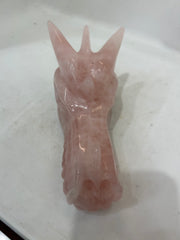Handcrafted Pink Crystal Dragon Head Sculpture