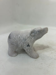Handcrafted White Agate Bear Figurine - Standing Bear Sculpture