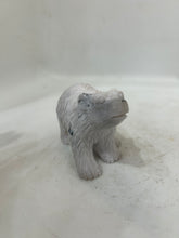 Handcrafted White Agate Bear Figurine - Standing Bear Sculpture