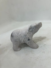 Handcrafted White Agate Bear Figurine - Standing Bear Sculpture