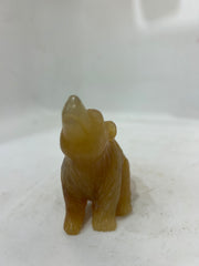 Handcrafted Agate Bear Figurine - Howling Bear Sculpture