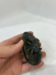 Hand-Carved Spectrolite Spider Sculpture