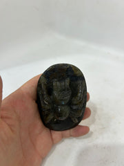 Hand-Carved Spectrolite Spider Sculpture