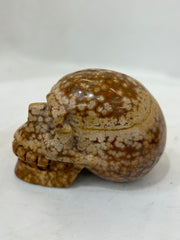 Ocean Jasper Crystal Skull Carving – Unique Decorative Stone Sculpture