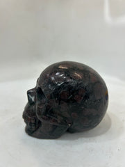 Garnet Crystal Skull Carving | Handcrafted Gemstone Decor