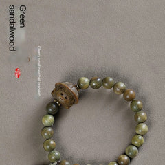 Green Sandalwood Cherry Bead Bracelet – 8mm, 21 Beads, Handcrafted Mala for Meditation & Gifts