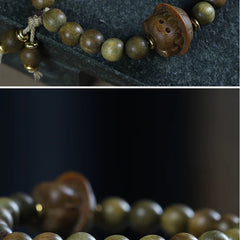 Green Sandalwood Cherry Bead Bracelet – 8mm, 21 Beads, Handcrafted Mala for Meditation & Gifts