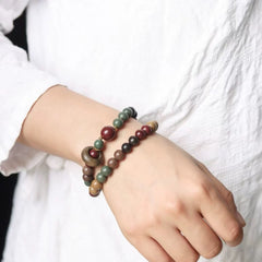 Natural Incense Bead Double Wrap Bracelet – Multi-Color Aromatic Wood Beads