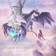 Mystic Dragon Heart Pendant Necklace – Fantasy Crystal Jewelry