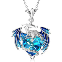 Mystic Dragon Heart Pendant Necklace – Fantasy Crystal Jewelry