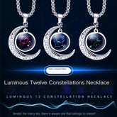 Luminous 12 Constellation Crescent Moon Necklace – Zodiac Glow Pendant