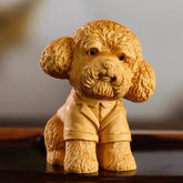 Hand-Carved Wooden Poodle Figurine 