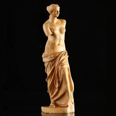 Boxwood Venus de Milo Sculpture – Handcrafted Wooden Art Statue