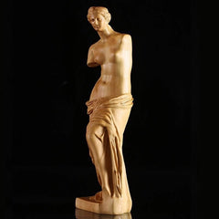 Boxwood Venus de Milo Sculpture – Handcrafted Wooden Art Statue