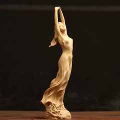 Graceful Lady Sculpture – Handcrafted Wooden Art Décor