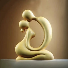 Boxwood Abstract Embrace Sculpture – Handcrafted Modern Art Decor