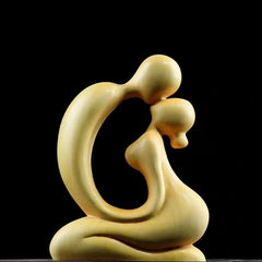 Boxwood Abstract Embrace Sculpture – Handcrafted Modern Art Decor