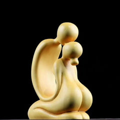 Boxwood Abstract Embrace Sculpture – Handcrafted Modern Art Decor