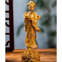 Wooden Moon Goddess Statue – Elegant Chinese Art Sculpture