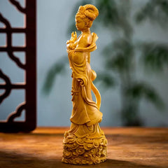 Wooden Moon Goddess Statue – Elegant Chinese Art Sculpture