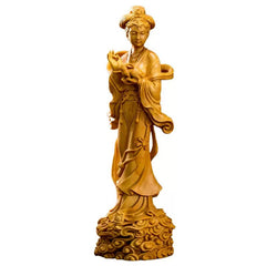Wooden Moon Goddess Statue – Elegant Chinese Art Sculpture