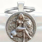 Leo Goddess Alloy Pendant – Intricate 2D Flat Zodiac Medallion