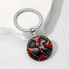 Medieval Knight Templar Alloy Keychain – Vintage Crusader Pendant