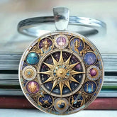 Celestial Zodiac Alloy Keychain – Vintage Astrological Star Map Pendant